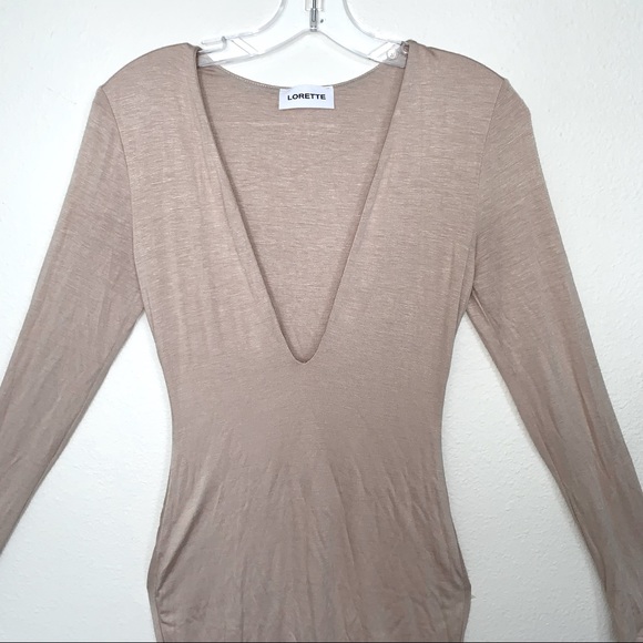 Lorette Long Sleeve Body con Dress with Deep V Neck - Picture 5 of 9